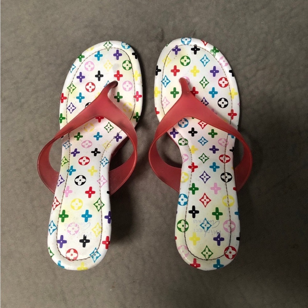 Sandal thong kitten heels size 8 rainbow colors - Picture 3 of 4